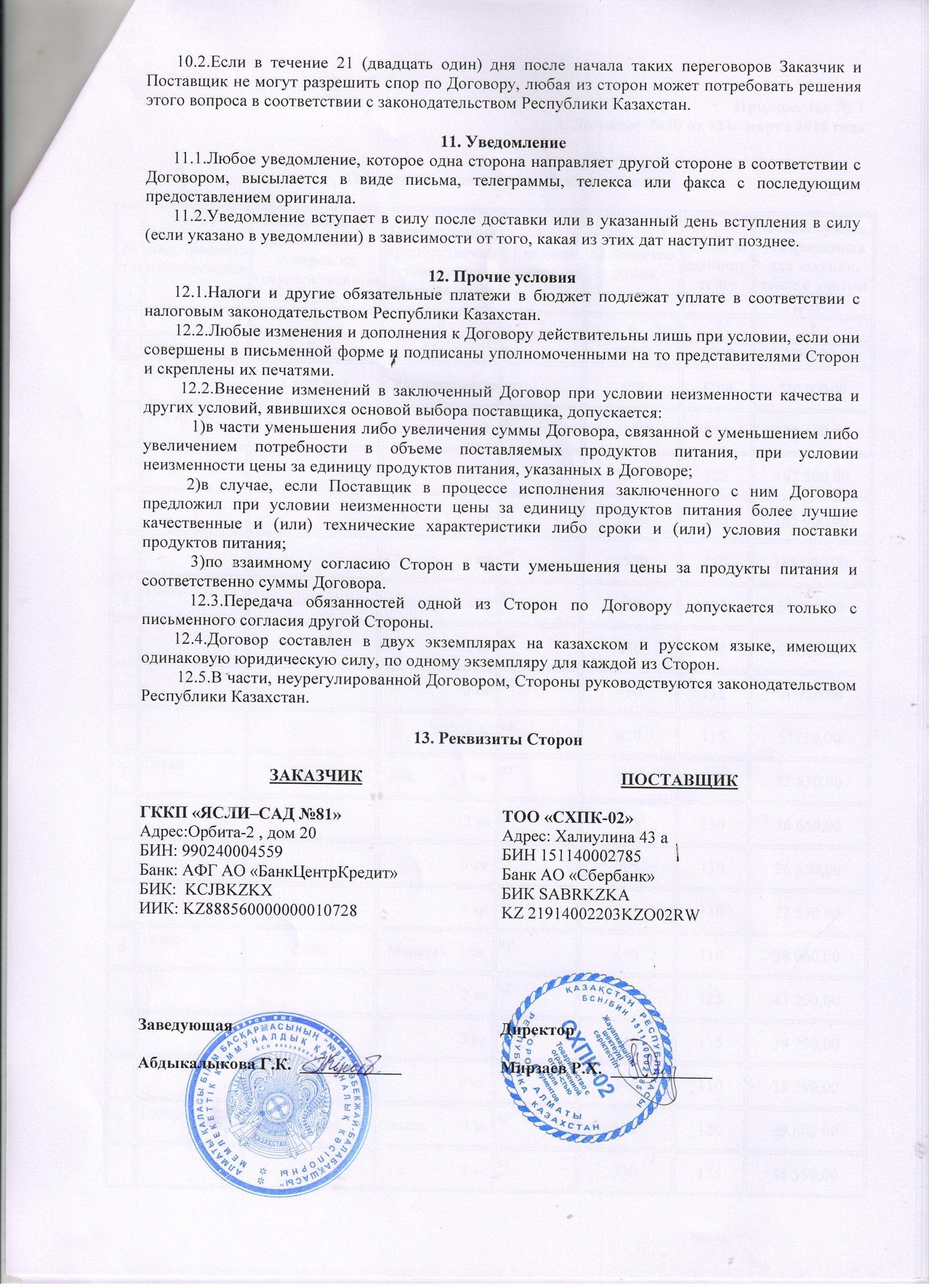 Договор с поставщиками питания