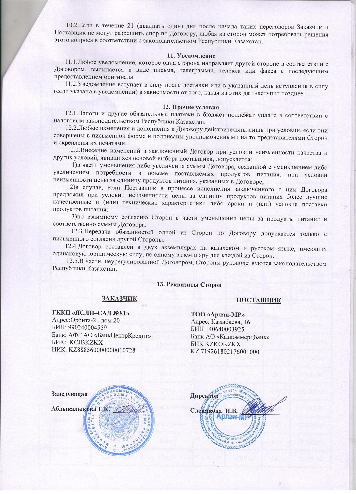 Договор с поставщиками питания