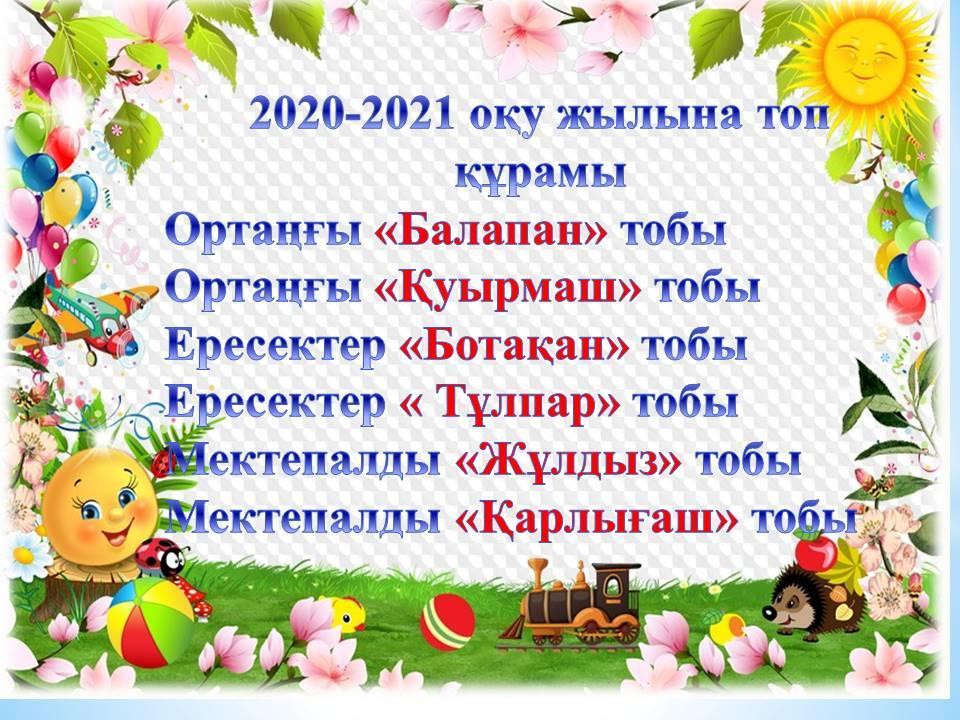 2020-2021 оқу жылына топ құрамдары
